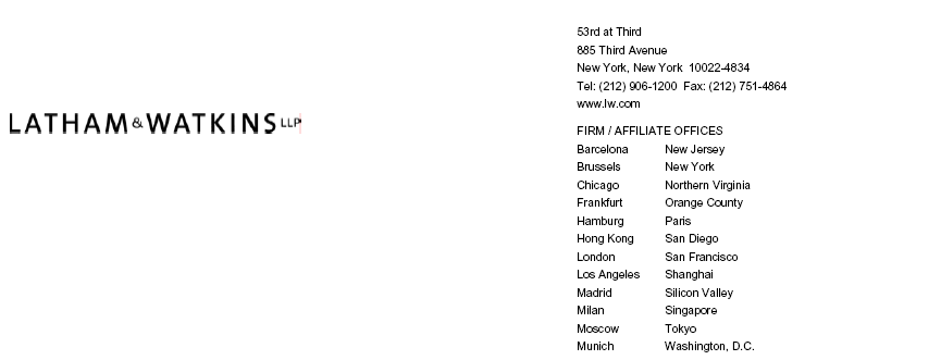 (LATHAM & WATKINS LETTERHEAD)